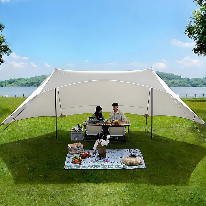 FOWOD 아웃도어 타프 캠핑 타프 특대형 자외선 차단 타프 실버 코팅 블랙 코팅, 실버 코팅