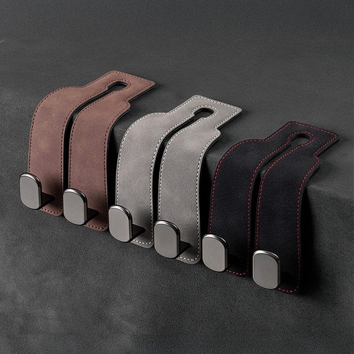 브루마 차량용 헤드레스트 후크 옷걸이 가방걸이 1+1, 브라운, 2개