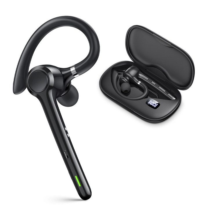 YINTEE 노이즈캔슬링 핸즈프리 귀걸이형 블루투스 이어폰 버튼식 듀얼마이크 통화 초경량 이어셋