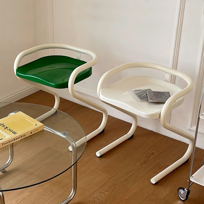 로얄다이아 커브체어 미드센추리 모던 빈티지 뉴트로 포인트 체어 인테리어의자, 커브체어  크림크림, 1개