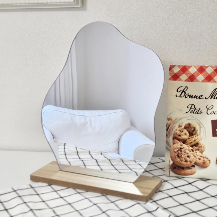 물결 디자인 노프레임 탁상거울