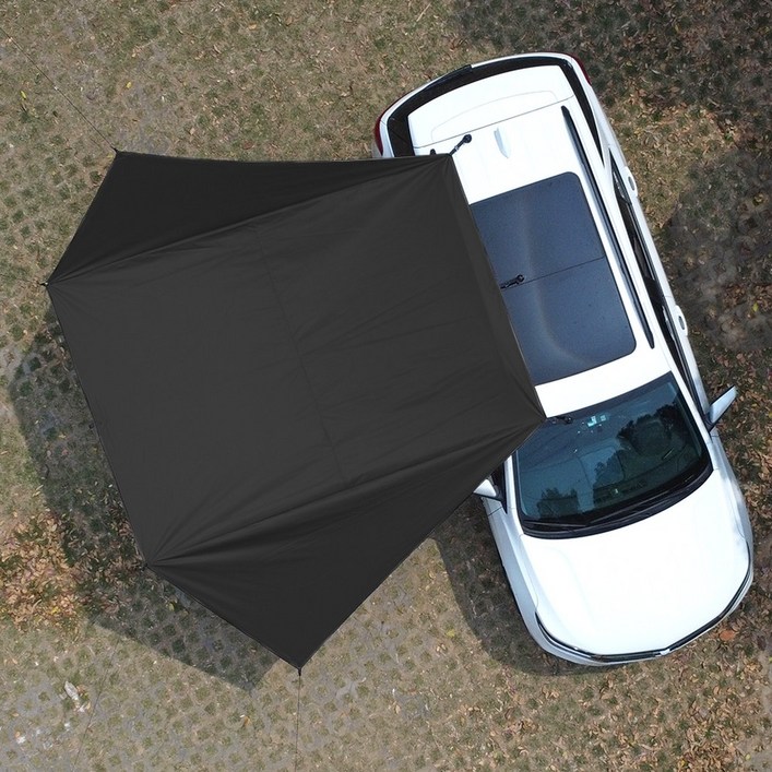 박쥐 모양 블랙 코팅 SUV 차량용 타프 그늘막 흡입 컵이 있는 천막 야외 방수 캠핑용 자동차 어닝 사용