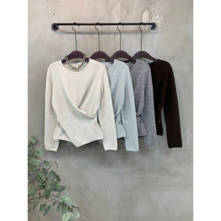 씨샵인더룸  비차 울 골지 랩 버튼 긴팔 니트 4color 1080586