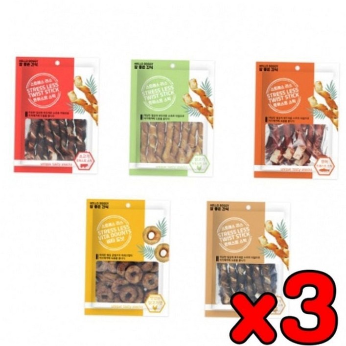 트위드 헬로도기 참좋은간식 트위스트 스틱 3개묶음 8p HDWFMBRAG