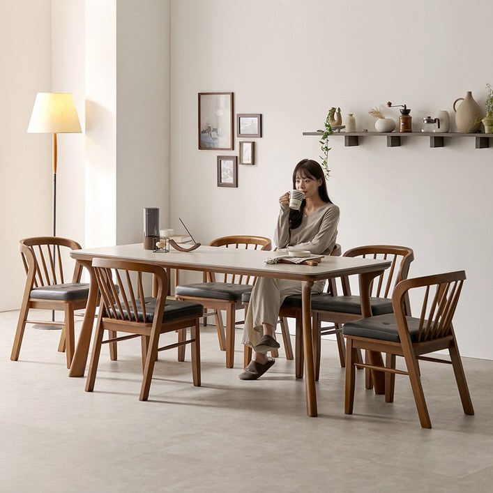 에스텔 8인용 테이블 포세린 세라믹 식탁세트 2000 체어형의자6