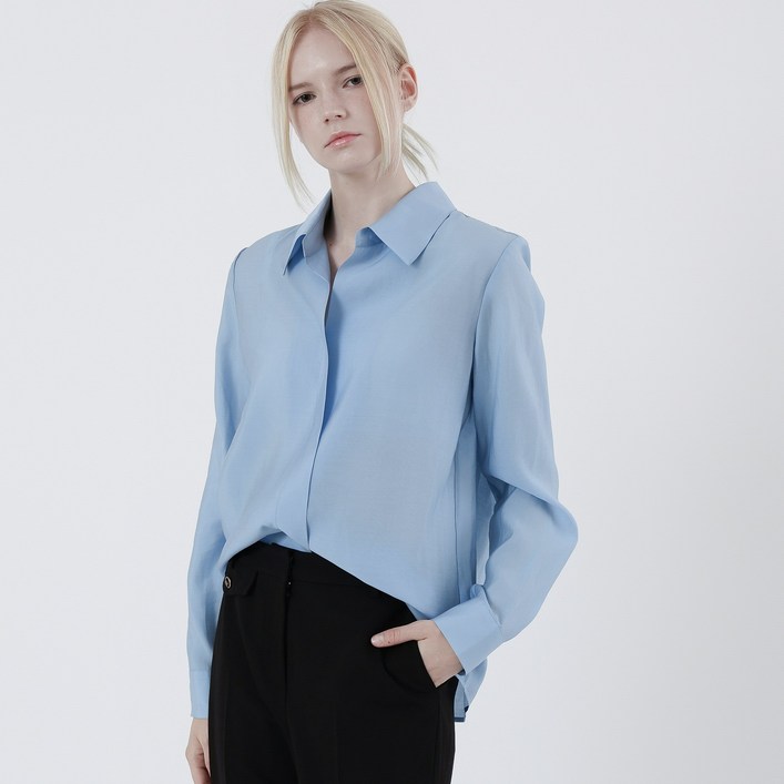 여성 긴팔블라우스 트임장식 고급 새틴 오피스룩