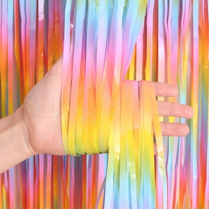 에브리띵스마일 파티커튼 42colors 홀로그램새틴파스텔샤이니 수술 은박커튼, 홀로그램 레인보우, 5개