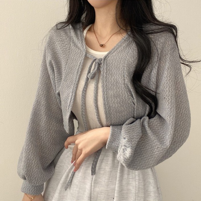 레티고 루즈핏 긴팔 크롭 볼레로 가디건