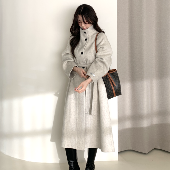 울 100 코트 여성 루즈핏 핸드메이드 34