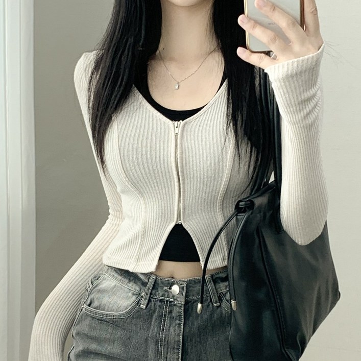 슬림핏 핀턱 투웨이 긴팔 집업 3color