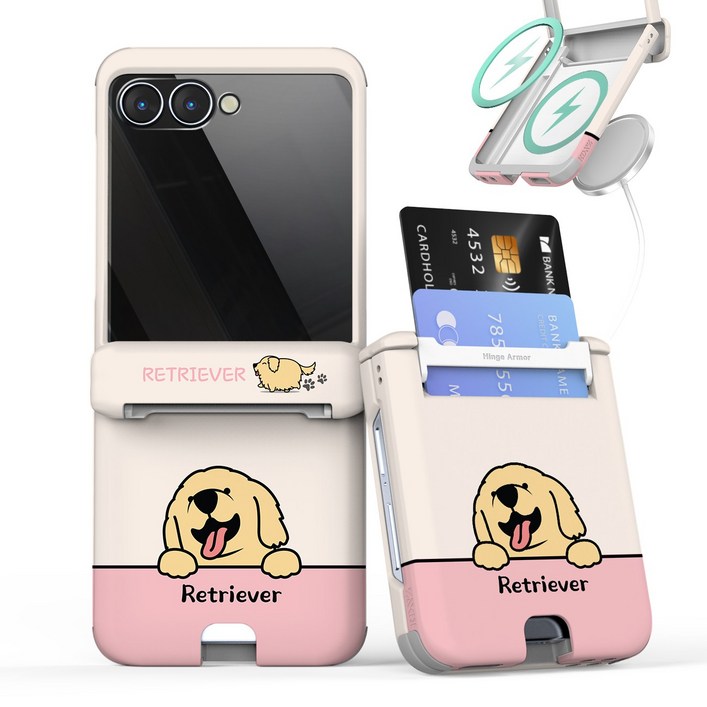 이디즌 갤럭시 Z플립 5 / Z플립 6 플립 7 케이스 컬러 빼꼼퍼피 귀여운 디자인 슬림 카드 2장 수납 힌지보호 충격방지 지플립 5 6 7