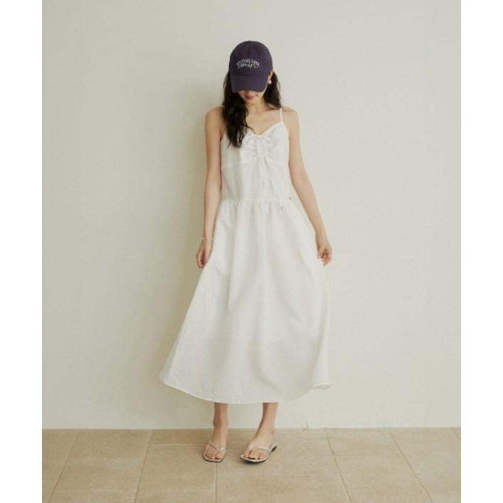 ADAUL 원피스 스커트 치마 Front drawstring s리 LEE veless long dress - 화이트