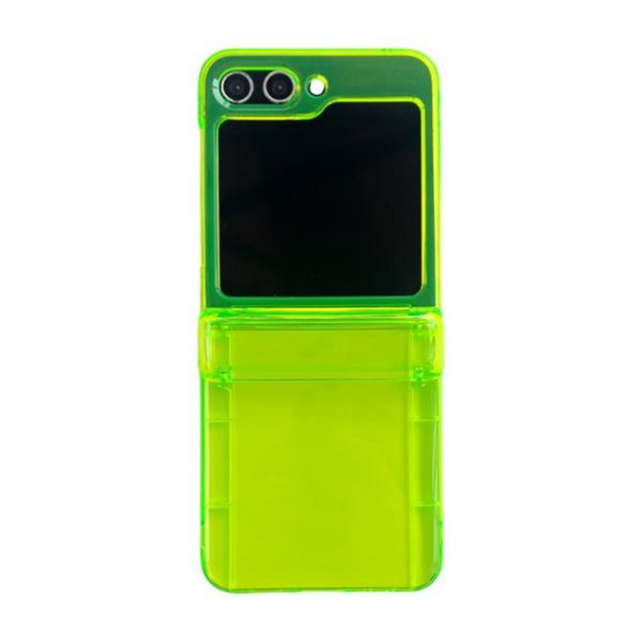 패션 형광 녹색 크로스 바디 랜야드 휴대폰 케이스, 삼성 갤럭시 Z 플립 5 4 3 카드 삽입 후면 커버