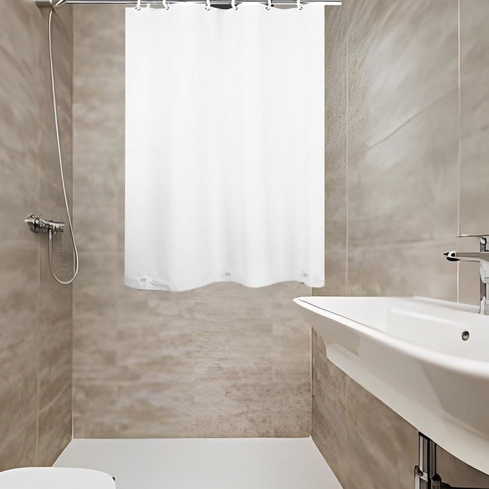 창문 내부 샤워용 ABSENK 방수 샤워 커튼, 48 x 인치 짧은 길이 플라스틱 욕실 후크가 달린 튼튼한 비닐, 실크 프로스트,