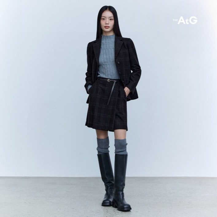 [The AtG] 더엣지 24FW 울혼방 체크 스커트 팬츠 (+벨트)
