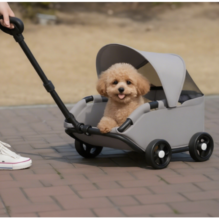 반려동물 유모차 일체형 초경량 차양막 이동식 개모차 웨건