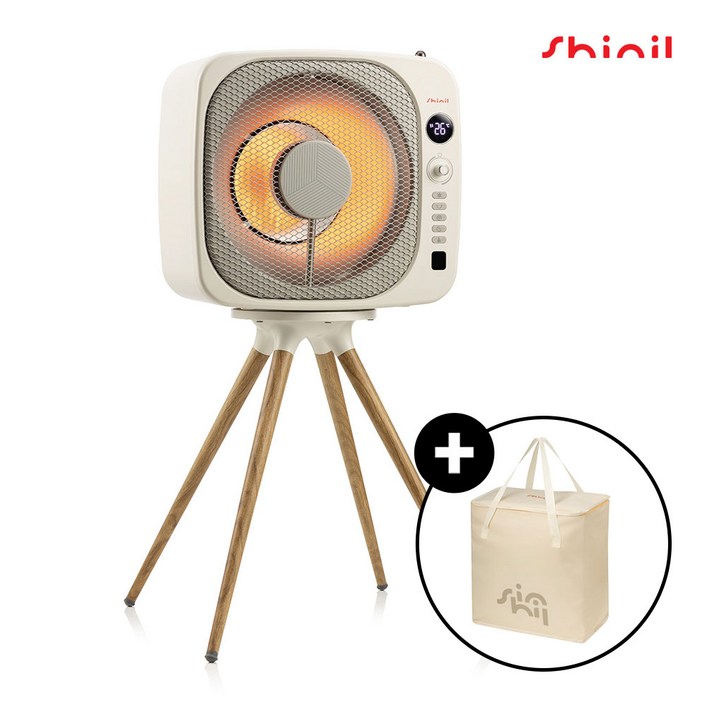 신일 하이라이트 레트로 큐브 전기 히터 캠핑 난로 온풍기 SEHBE800P 크림 베이지