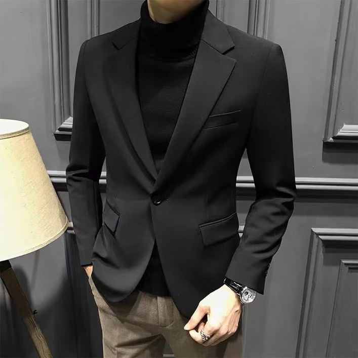 인어미남 남자 가을 오버핏 싱글 버튼 캐주얼  정장 재킷 데일리 정장 상의