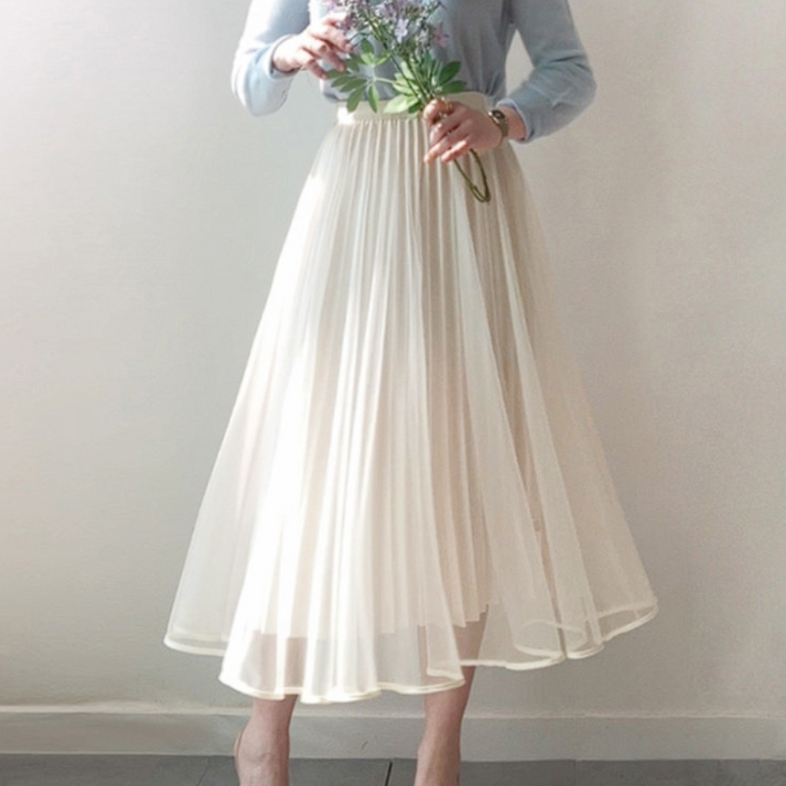 라라로엔픽 여리여리핏 플리츠 쉬폰 샤스커트