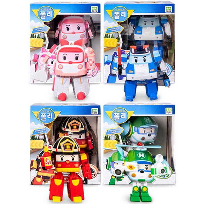 로보카폴리 변신로봇 5인치 디럭스 4종세트 (폴리 엠버 로이 헬리)