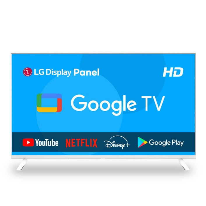 이브이 32인치 81cm HD 스마트 구글TV 화이트 LG패널 에너지효율 1등급, 32인치 HD 구글TV 화이트, 고객직접설치, 스탠드형, 81cm