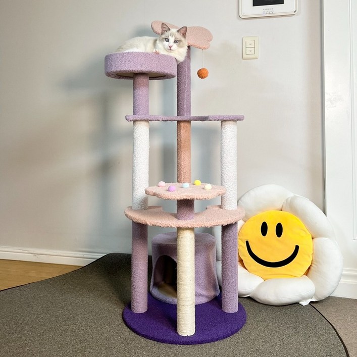 PETCA 나비 스크래쳐 캣타워 고양이장난감 140cm, 퍼플 - 쇼핑앤샵
