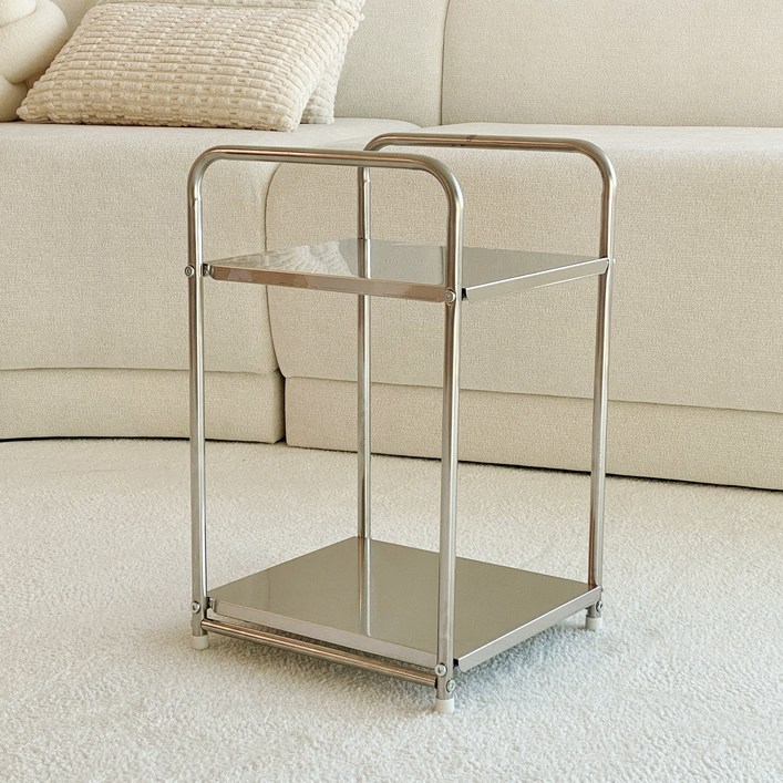 2단 철제 스텐 사이드 조명 테이블 식물 선반