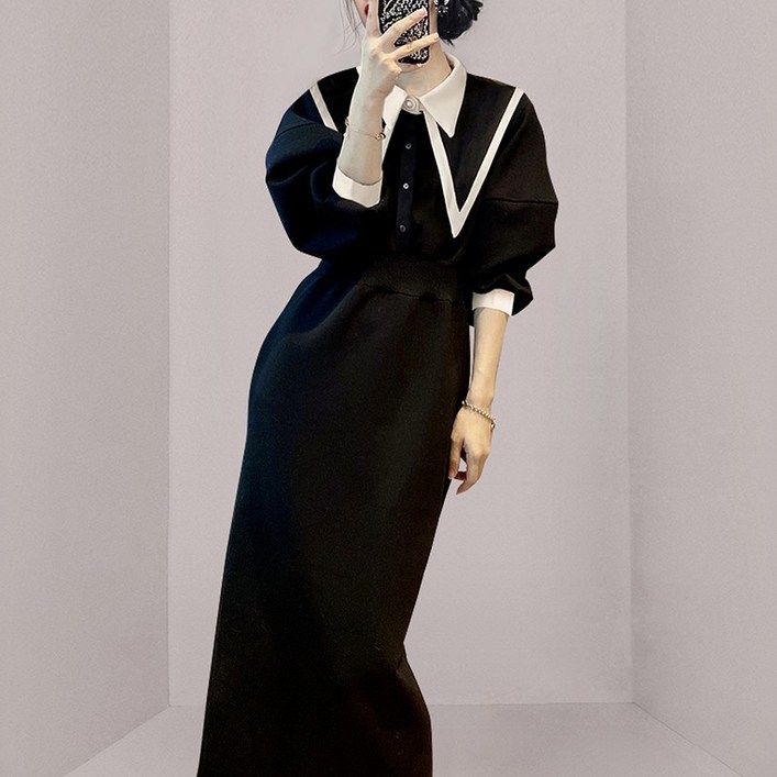 프렌치톤러마린넥양장원피스