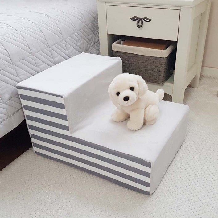 8DECO 강아지계단 애견계단 펫스텝 모음 1단2단3단4단 (커버+솜포함) ce4, 베이지 그레이 스트라입