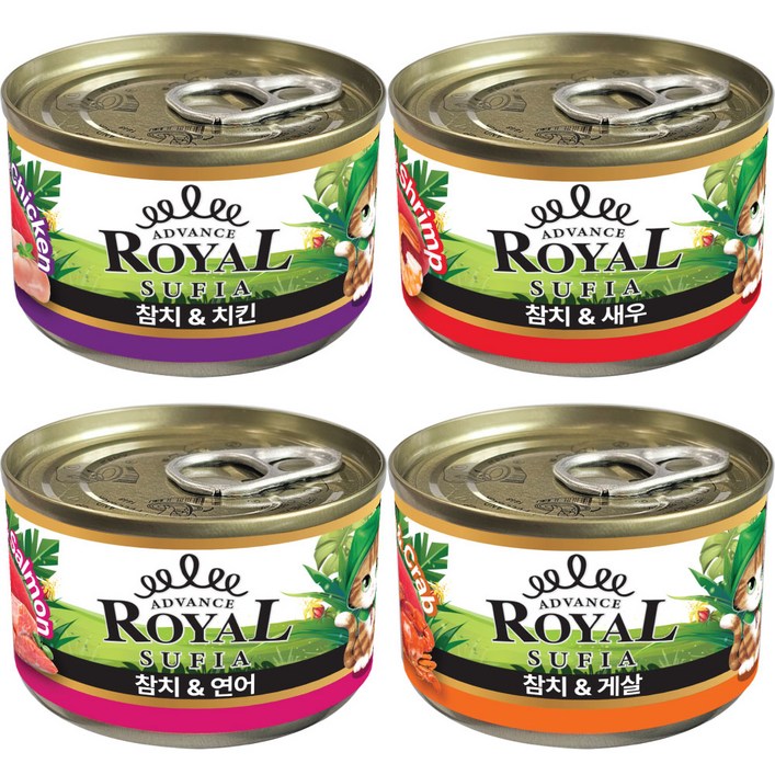 어드밴스 로얄 수피아 5종 170g x 96개입 고양이 캔 길냥이 통조림 간식, 170g, 96개, 콤보
