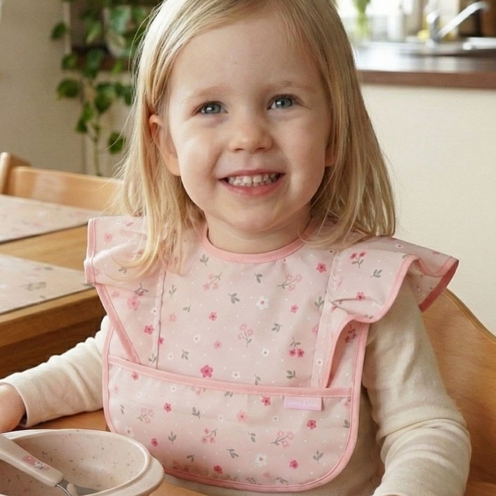 따블리에 아기 프릴 방수 턱받이 자기주도 이유식 앞치마 어린이집 준비물