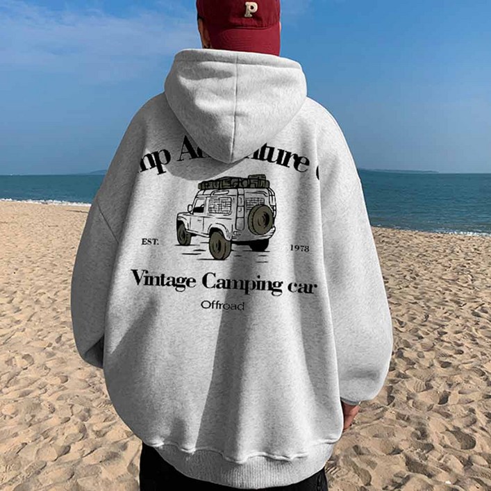 엠씨티 남녀공용 쭈리면 오버핏 캠핑지프 후드티