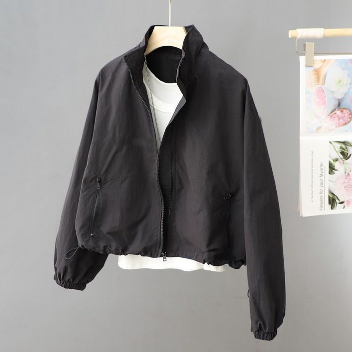 여성 봄 가을 캐주얼 집업 자켓 편안한 루즈핏 바람막이 쇼트 점퍼 데일리 패션