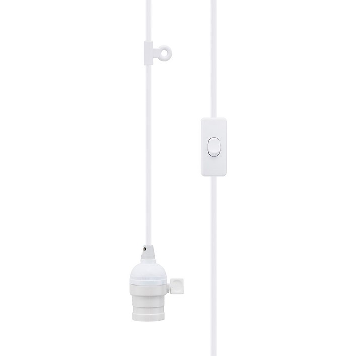 3m 화이트 식물등 키소켓 캠핑등 작업등 중간 스위치 전구 소켓 led 전선 코드선 E26, 1개