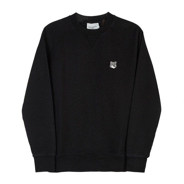 정품 메종키츠네 맨투맨 오버핏 라운드 베이직 남녀공용 남성 여성 티셔츠 노기모 기모 메종 키츠네 그레이 폭스 헤드 GM00333KM0002 BK