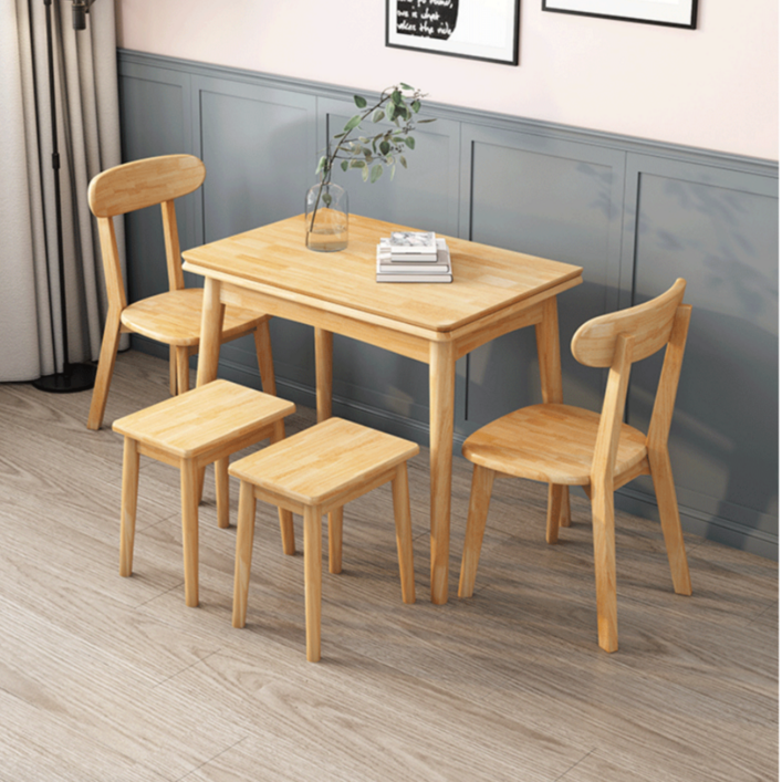 착한나무 접이식 식탁 세트 원목 확장형 윙드 테이블 의자 폴딩, 내추럴우드