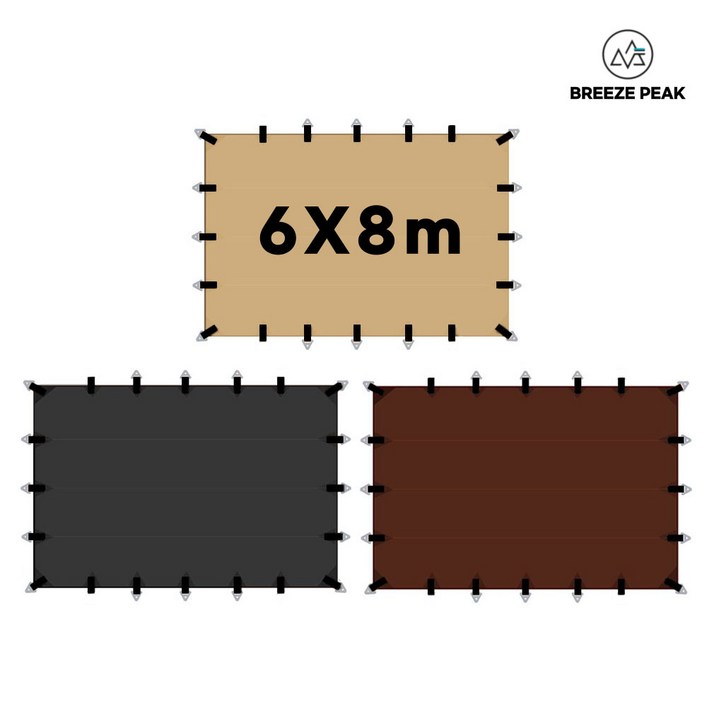 초대형 타프 스크린 블랙코팅 암막 천막 장박 차박 그늘막 6x8m, 블랙