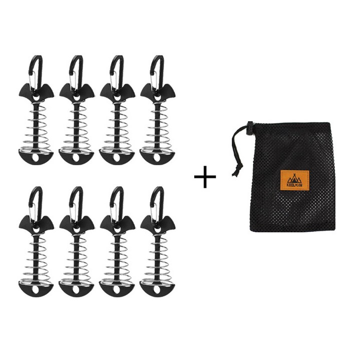 KOOLMAN쿨맨 스프링 데크 팩 비너포함 8개  메쉬파우치, 1세트