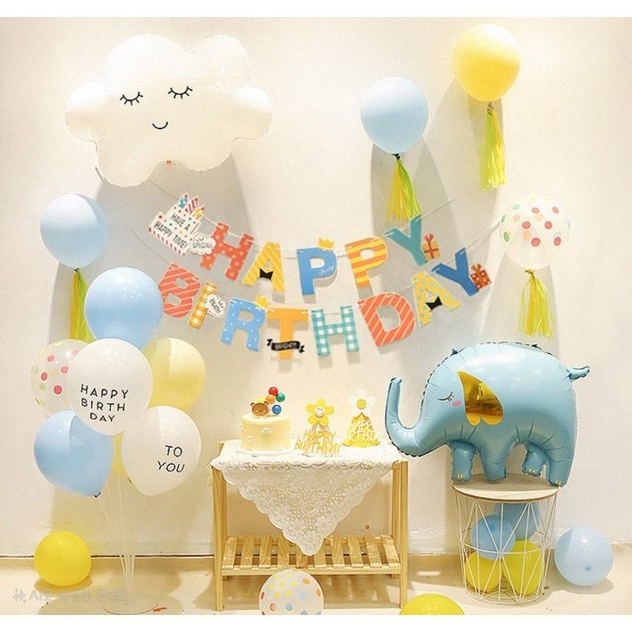 뚜이플래닛 생일파티 풍선 패키지 홈파티풍선 생일풍선 코끼리, 1세트