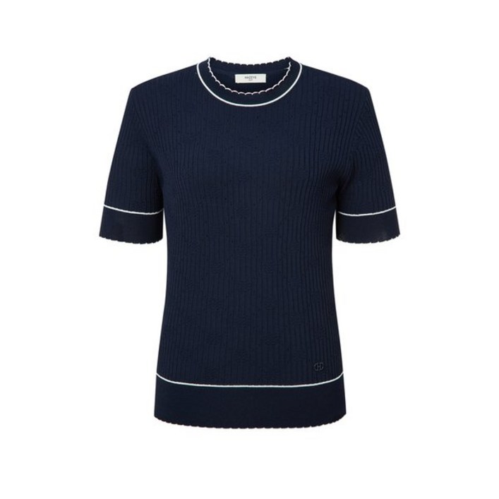 [백화점정품] 헤지스골프 골프 티셔츠 [반값세일]네이비 반팔 로고 자가드 니트 티 HWSW4B353N2 골프웨어