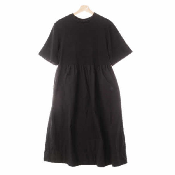 4059 COS블랙 비스COS혼방 배색릴렉스반팔원피스 L