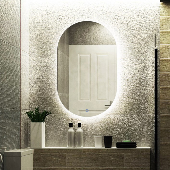 LED 간접 타원형 트랙형 욕실 거실 거울(500x800,800x500), 세로형 500x800 - 쇼핑앤샵