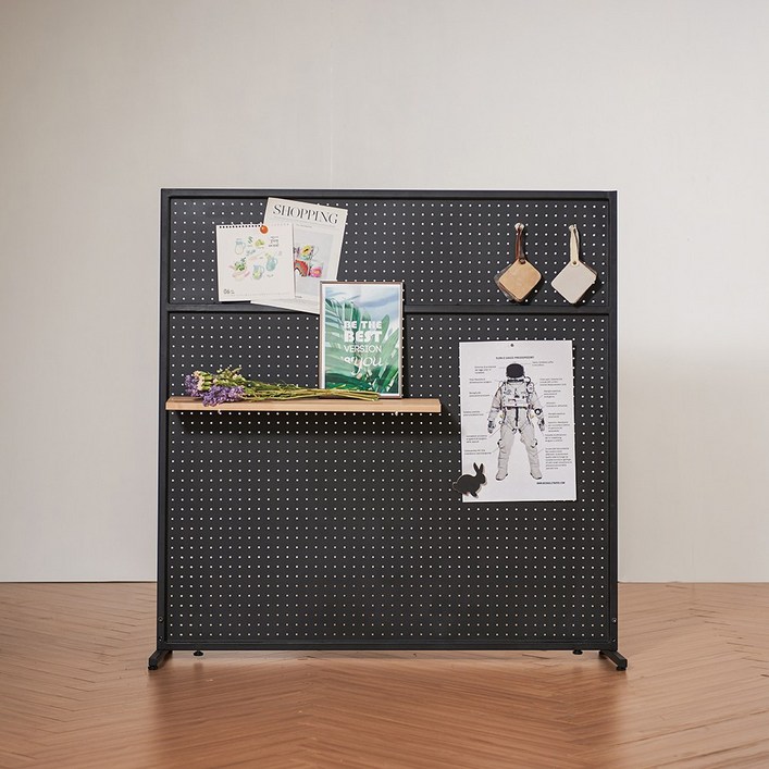 레트로하우스 틴우드 타공판 철제파티션 1200 하프, 블랙