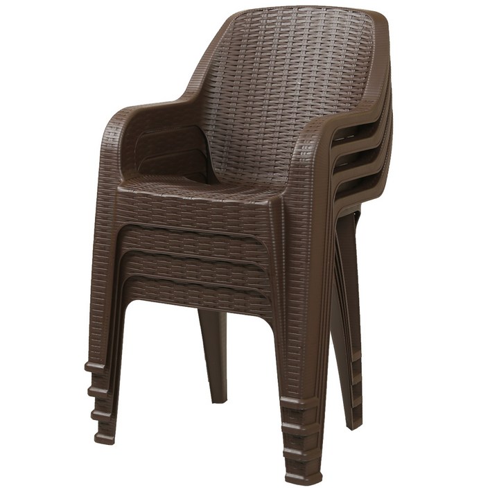 지오리빙 창신 라탄팔걸이 플라스틱 의자 4개 체어 야외 카페 업소용 펜션 비치 프라스틱