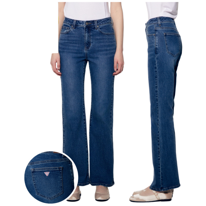 백화점 정품  25년 신상 게스 여성 D톤 플레어 부츠컷 데님 청바지