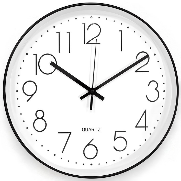 홈플래닛 무소음 원형 벽시계 300 건전지 포함, 화이트블랙