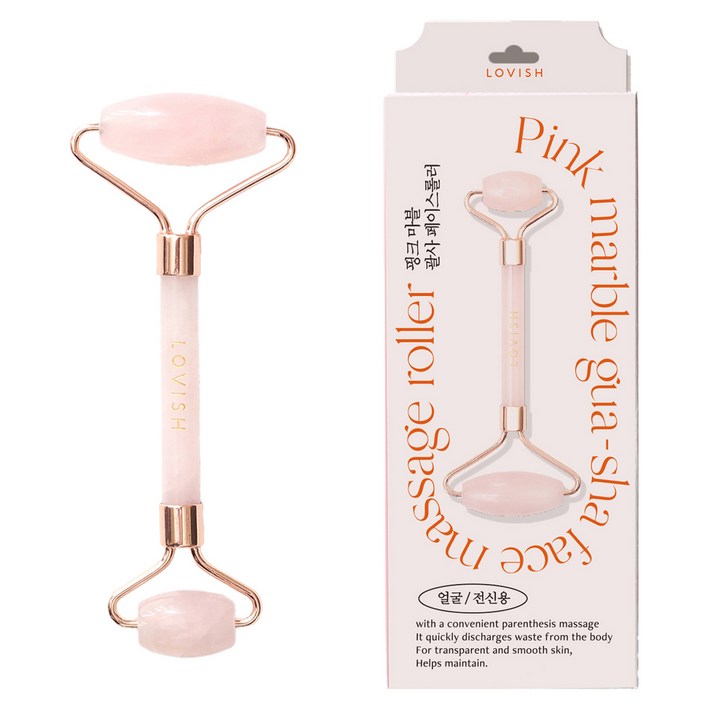 로즈쿼츠 괄사 핑크 마블 페이스 롤러