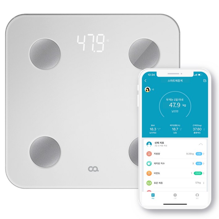 오아 스마트 체중계, OWM001WH, 화이트, 1개