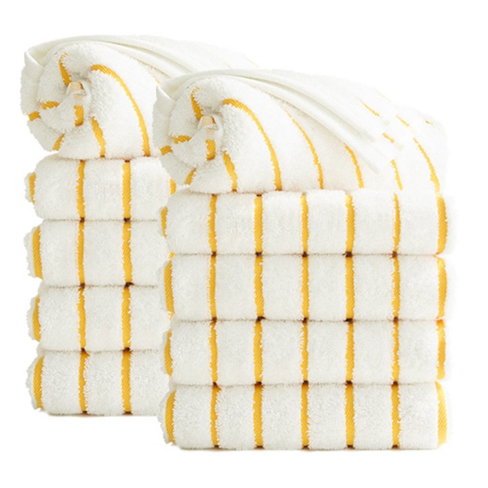 타월톡톡 시크라인 스트라이프 호텔수건 190g 코마사, 오렌지, 10개