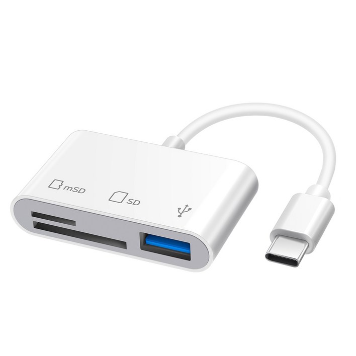 홈플래닛 C타입 3 in 1 카드리더기(SD, mSD, USB-A)